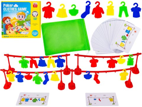 Edukacyjna gra na refleks "Poker Clothes Game" Układanka Ułóż Pranie Ubrania