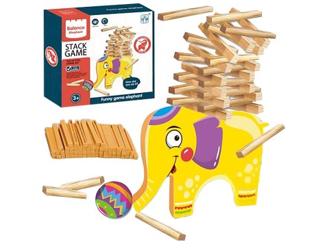 GRA ZRĘCZNOŚCIOWA EDUKACYJNA ZBUDUJ WIEŻĘ NA SŁONIU UKŁADANKA KLOCKI STACK GAME