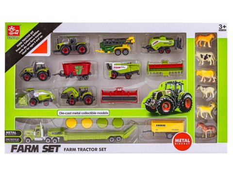 TRAKTORY DUŻY ZESTAW MASZYN ROLNICZYCH FARMA AUTKA RESORAKI FIGURKI AKCESORIA