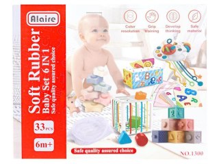 ZESTAW ZABAWEK SENSORYCZNYCH DLA MALUCHA 6W1 MIĘKKIE KLOCKI KARTY SORTER WIEŻA