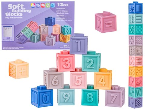 Edukacyjny zestaw klocków dla malucha Miękkie Klocki Cyferki Figury geometryczne Kształty 12 sztuk