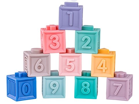 Edukacyjny zestaw klocków dla malucha Miękkie Klocki Cyferki Figury geometryczne Kształty 12 sztuk