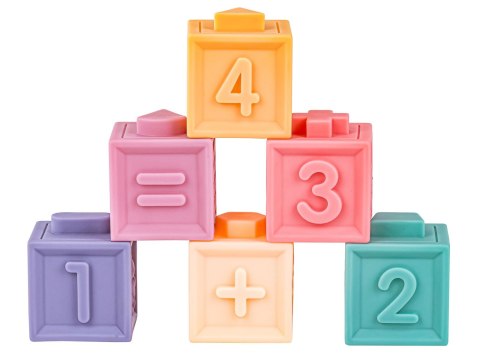 Edukacyjny zestaw klocków dla malucha Miękkie Klocki Zwierzęta Figury geometryczne Cyfry 12 sztuk