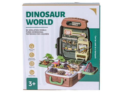 FIGURKI DINOZAURÓW W PLECAKU DUŻY ZESTAW DINOZAURY WULKAN AKCESORIA 30 EL.