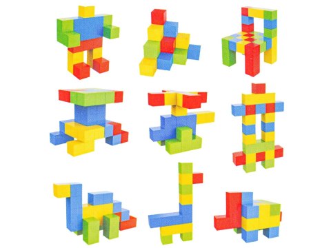 KLOCKI MAGNETYCZNE SZEŚCIANY 3D KOSTKI KOLOROWE KONSTRUKCYJNE ZESTAW 64 EL.
