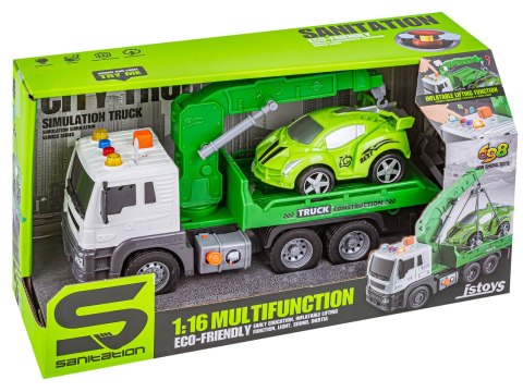 LAWETA CIEŻARÓWKA INTERAKTYWNA DŹWIG TRANSPORTER PLUS AUTKO DŹWIĘKI ŚWIATŁA