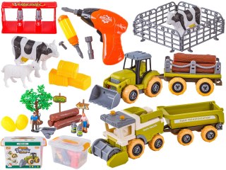 POJAZDY DO SKRĘCANIA TRAKTOR KOMBAJN FIGURKI ZWIERZĘTA ZESTAW KONSTRUKCYJNY