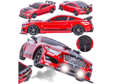 SAMOCHÓD ZDALNIE STEROWANY AUTO RC MUSTANG 4X4 DO DRIFTU 1:16 DYM LED PILOT 2.4