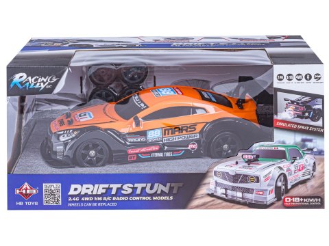 SAMOCHÓD ZDALNIE STEROWANY AUTO RC NISSAN GTR 4X4 DO DRIFTU 1:16 DYM LED PILOT 2.4