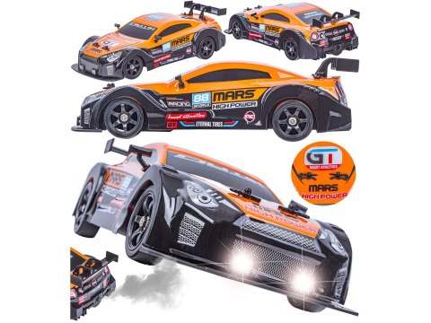 SAMOCHÓD ZDALNIE STEROWANY AUTO RC NISSAN GTR 4X4 DO DRIFTU 1:16 DYM LED PILOT 2.4