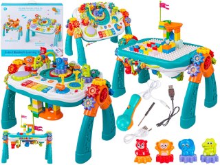 STOLIK EDUKACYJNY 2W1 PIANINO KLOCKI TOR KULKOWY CIUCHCIA MIKROFON BLUETOOTH