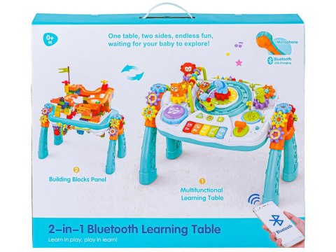 STOLIK EDUKACYJNY 2W1 PIANINO KLOCKI TOR KULKOWY CIUCHCIA MIKROFON BLUETOOTH