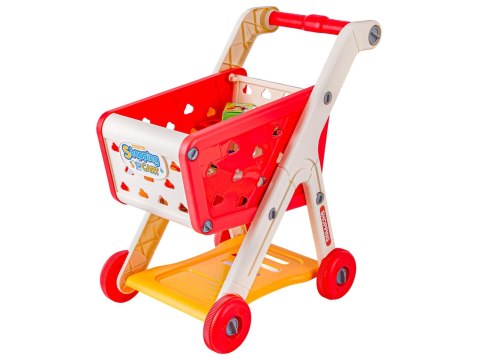 WÓZEK SKLEPOWY KOSZYK NA ZAKUPY OWOCE WARZYWA PRODUKTY ZESTAW 26 EL. CZERWONY