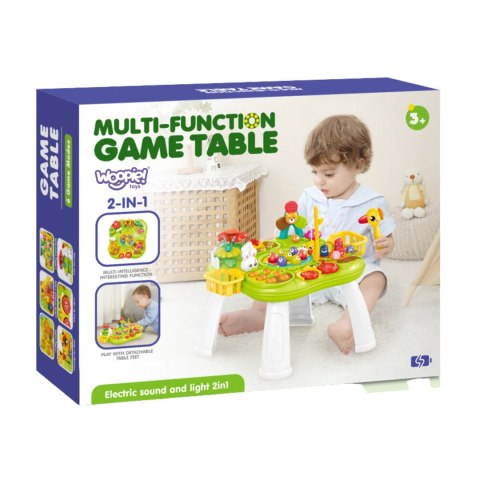WOOPIE BABY Stolik Edukacyjny Interaktywny 2w1 Gra Łowienie Rybek Młotek Sorter Dźwięk Światło