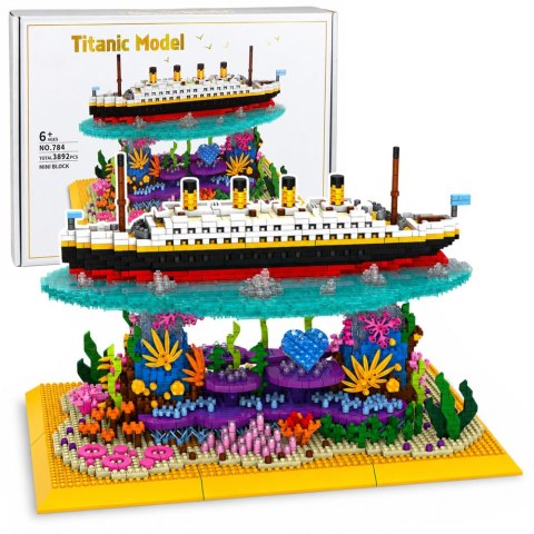 KLOCKI KONSTRUKCYJNE STATEK TITANIC NA RAFIE KORALOWEJ DUŻY ZESTAW 3892 EL.