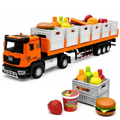 DUŻA CIĘŻARÓWKA TRANSPORTOWA Z PRODUKTAMI SPOŻYWCZYMI 1:40 SWIATŁA DŹWIĘKI