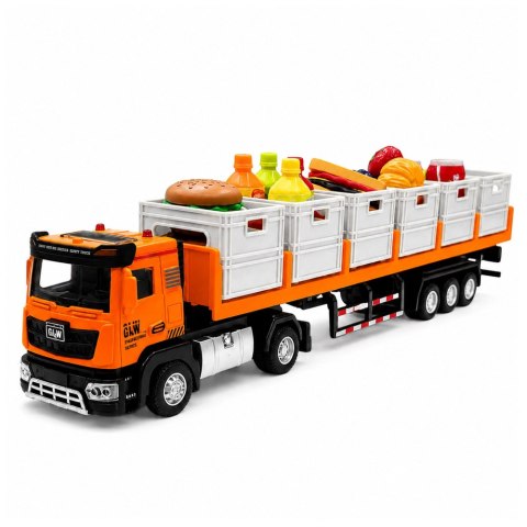 DUŻA CIĘŻARÓWKA TRANSPORTOWA Z PRODUKTAMI SPOŻYWCZYMI 1:40 SWIATŁA DŹWIĘKI