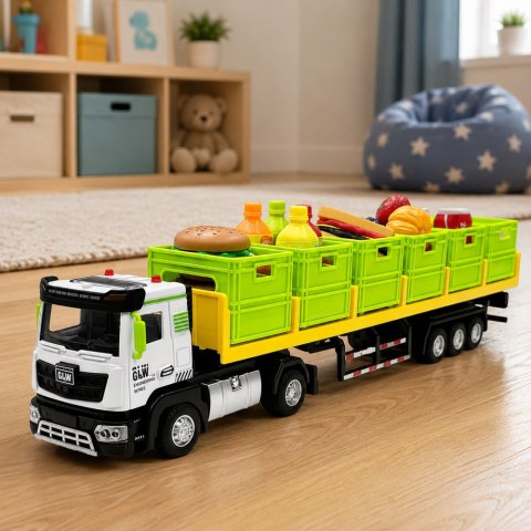 DUŻA CIĘŻARÓWKA TRANSPORTOWA Z PRODUKTAMI SPOŻYWCZYMI 1:40 SWIATŁA DŹWIĘKI