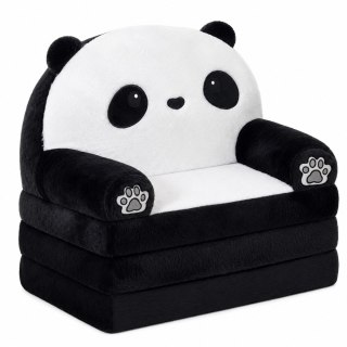 FOTEL SOFA ROZKŁADANA LEŻANKA ŁÓŻKO DLA DZIECI PANDA 2W1 MIĘKKA PLUSZOWA