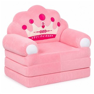 FOTEL SOFA ROZKŁADANA LEŻANKA ŁÓŻKO DLA DZIECI KORONA 2W1 MIĘKKA PLUSZOWA