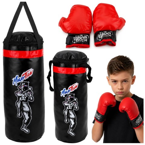 ZESTAW BOKSERSKI WOREK REKAWICE DO ĆWICZEŃ MUAY THAI 55X17CM DLA DZIECI