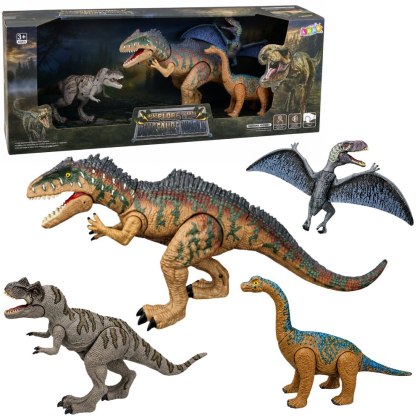Zestaw Dinozaury Ruchome T-Rex Spinozaur Pteranodon Brachiozaur Dźwięki