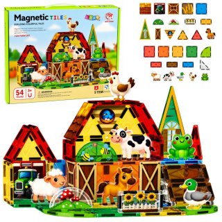 KLOCKI MAGNETYCZNE KONSTRUKCYJNE FARMA ZWIERZĘTA DOMOWE ZESTAW 54 EL.