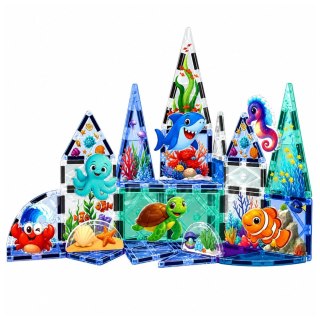 KLOCKI MAGNETYCZNE KONSTRUKCYJNE ZWIERZETA MORSKIE OCEAN ZESTAW 40 EL.