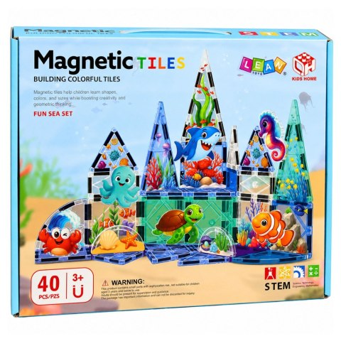KLOCKI MAGNETYCZNE KONSTRUKCYJNE ZWIERZETA MORSKIE OCEAN ZESTAW 40 EL.