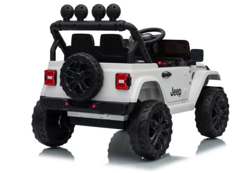 AUTO NA AKUMULATOR JEEP RUBICON 2X200W 24V EVA SKÓRA LED PILOT RADIO MP3