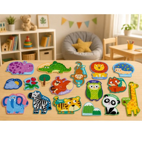 Puzzle Magnetyczne Nauka Zwierząt Magnesy Na Tablice Lodówkę 30 el.