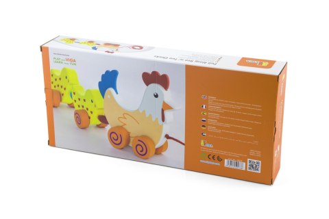 ZESTAW DO CIĄGNIĘCIA KURKA Z KURCZAKAMI 36 CM SZNUROWANKA DLA DZIECI ZABAWA