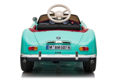 SAMOCHÓD NA AKUMULATOR BMW RETRO AUTO DLA DZIECKA PILOT SKÓRA EVA LED MP3