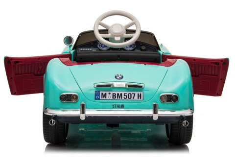 SAMOCHÓD NA AKUMULATOR BMW RETRO AUTO DLA DZIECKA PILOT SKÓRA EVA LED MP3
