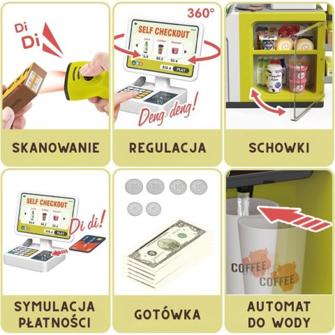 WOOPIE Kasa Sklepowa Samoobsługowa Mini Market Ekspres Akcesoria