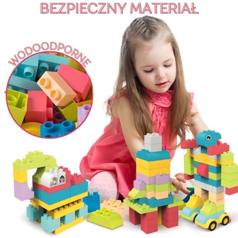 WOOPIE Miękkie Klocki Konstrukcyjne Pastelowe Zwierzątka 86 el.