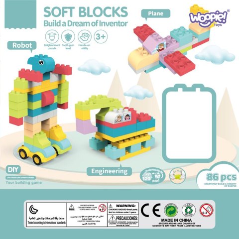 WOOPIE Miękkie Klocki Konstrukcyjne Pastelowe Zwierzątka 86 el.
