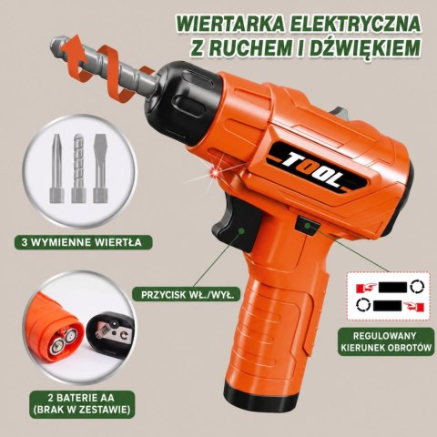 WOOPIE Warsztat 4w1 Zestaw Małego Majsterkowicza Wiertarka na Baterie Akcesoria 90el.