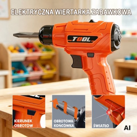 WOOPIE Zestaw Narzędzi w Walizce 45el. Mały Majsterkowicz Wiertarka na Baterie Światło