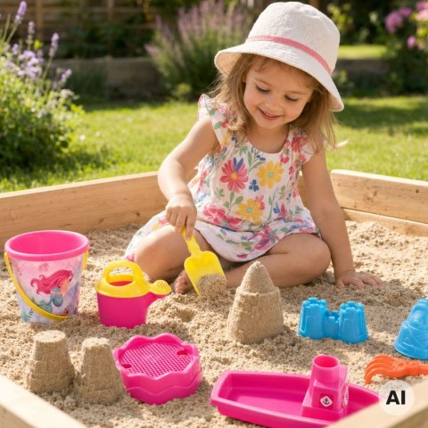 WOOPIE Zestaw do Piasku z Łódką i Torbą Akcesoria 9 el. Różowy Plaża