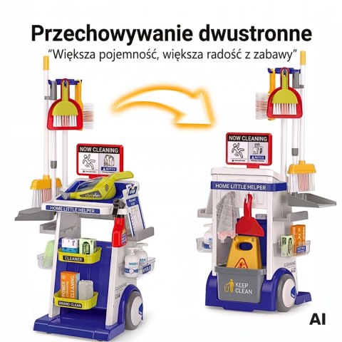 Woopie Zestaw Do Sprzątania Dla Dzieci Wózek Odkurzacz Akcesoria XXL 22 el