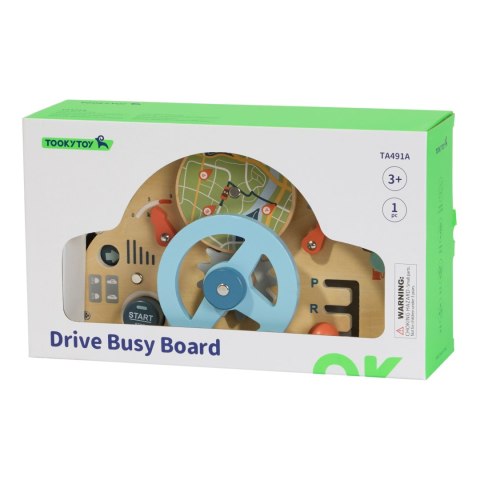 TOOKY TOY Drewniana Tablica Manipulacyjna Kierownica Edukacyjna Montessori 3+