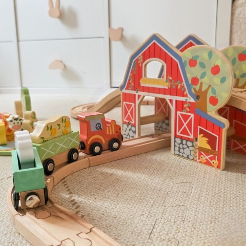 TOOKY TOY Drewniana Kolejka Farma Zestaw 48 el.