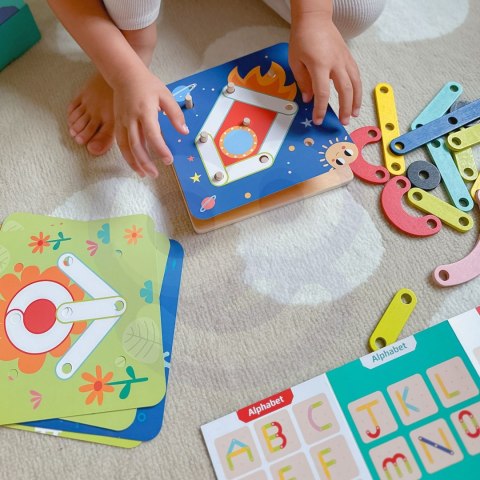 TOOKY TOY Drewniana Układanka Klocki Kołki Wzory Zwierząt do Odtworzenia Certyfikat FSC