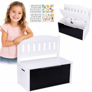Tooky Toy Drewniana Skrzynia 3w1 na Zabawki Ławka z Tablicą do Rysowania