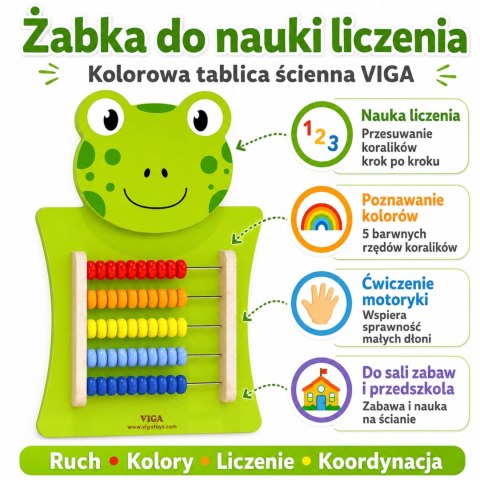 VIGA Drewniana Tablica Manipulacyjna Liczydło Żabka Certyfikat FSC Montessori