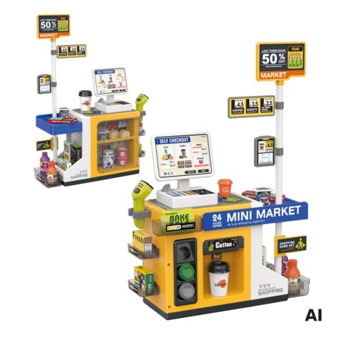 WOOPIE Sklep Mini Market Interaktywna Kasa Skaner Akcesoria Dźwięki Światło