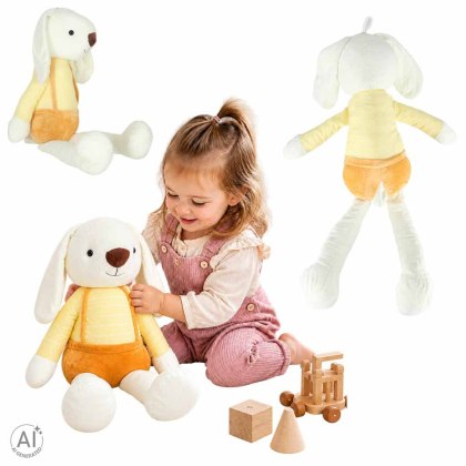 Maskotka pluszak przytulanka królik w żółtych spodenkach 70 cm