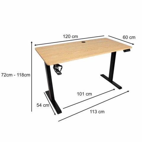 BIURKO ELEKTRYCZNE 120X60CM REGULOWANE 72-118CM PAMIĘĆ PANEL STEROWANIA DREWNO