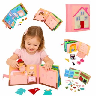 KSIĄŻECZKA EDUKACYJNA SENSORYCZNA FILCOWA 3D MANIPULACYJNA RUCHOME EL. DOM